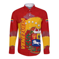 Venezuela Long Sleeve Button Shirt with National Coat of Arms Flag Map Spirit