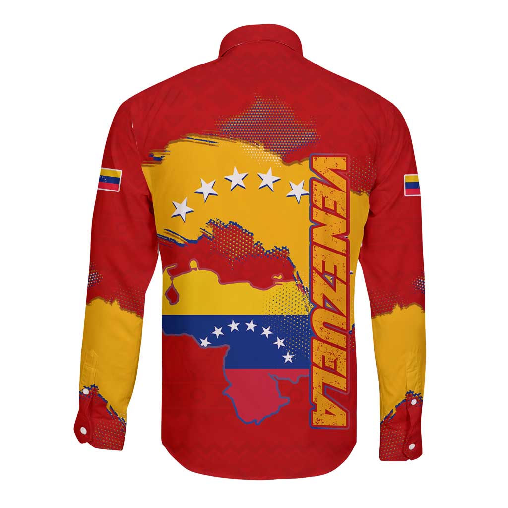 Venezuela Long Sleeve Button Shirt with National Coat of Arms Flag Map Spirit