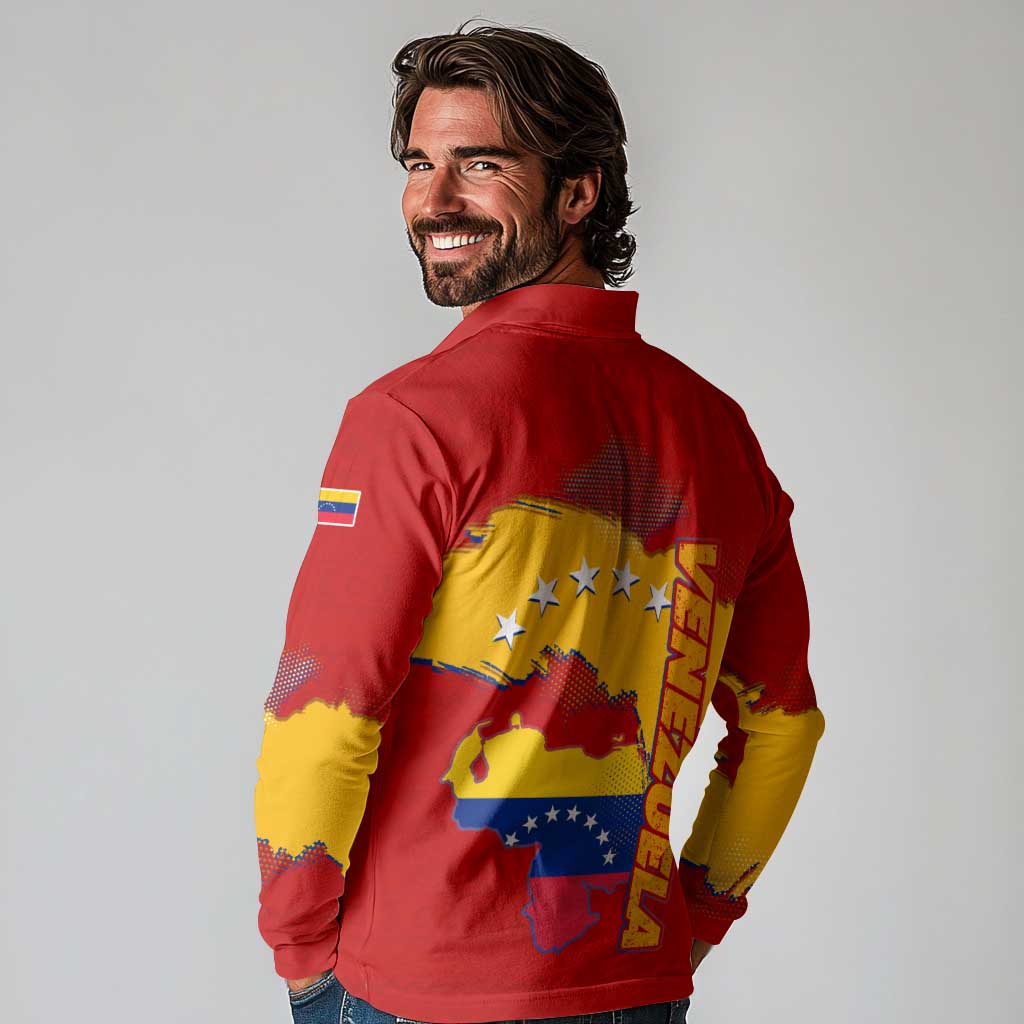 Venezuela Long Sleeve Polo Shirt with National Coat of Arms Flag Map Spirit