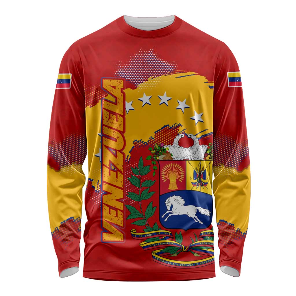 Venezuela Long Sleeve Shirt with National Coat of Arms Flag Map Spirit