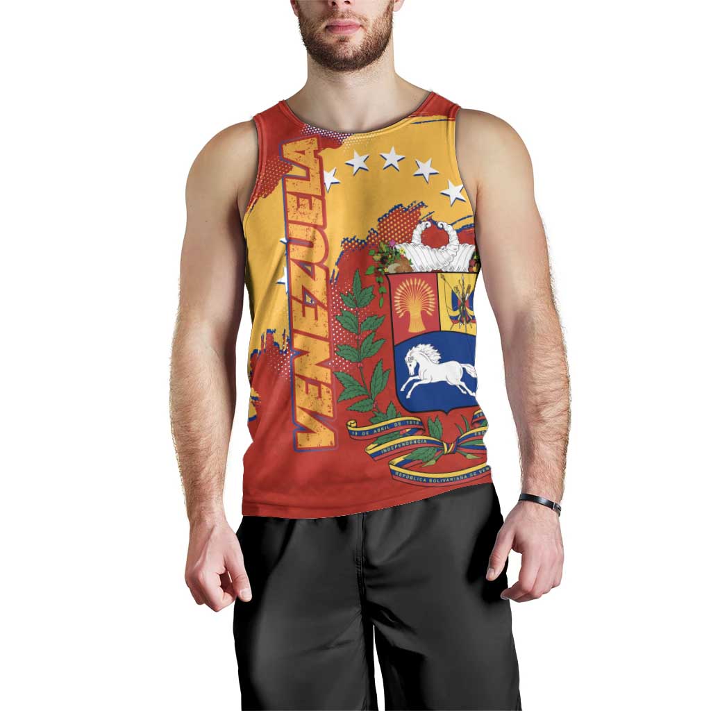 Venezuela Men Tank Top with National Coat of Arms Flag Map Spirit