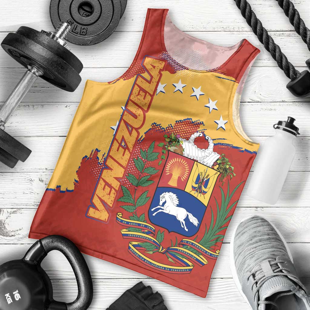 Venezuela Men Tank Top with National Coat of Arms Flag Map Spirit