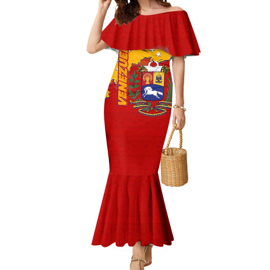 Venezuela Mermaid Dress with National Coat of Arms Flag Map Spirit