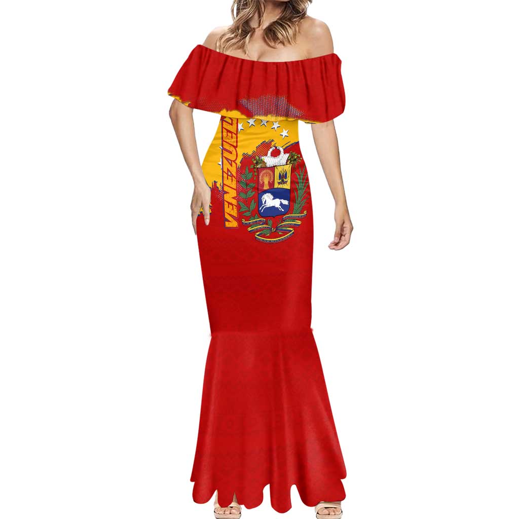 Venezuela Mermaid Dress with National Coat of Arms Flag Map Spirit