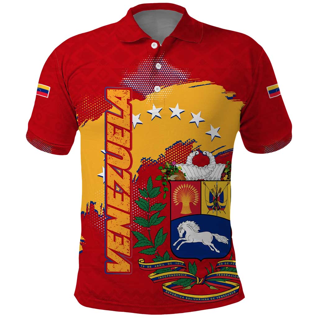 Venezuela Polo Shirt with National Coat of Arms Flag Map Spirit