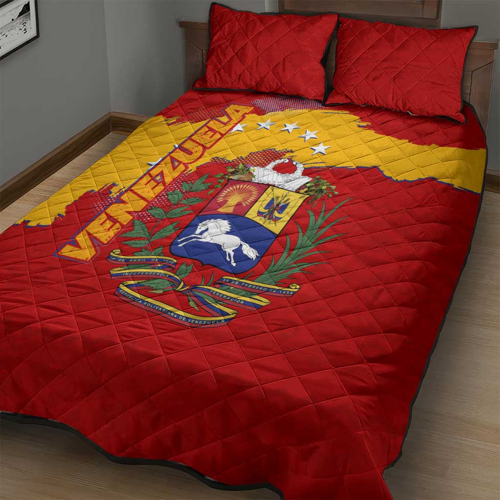 Venezuela Quilt Bed Set with National Coat of Arms Flag Map Spirit