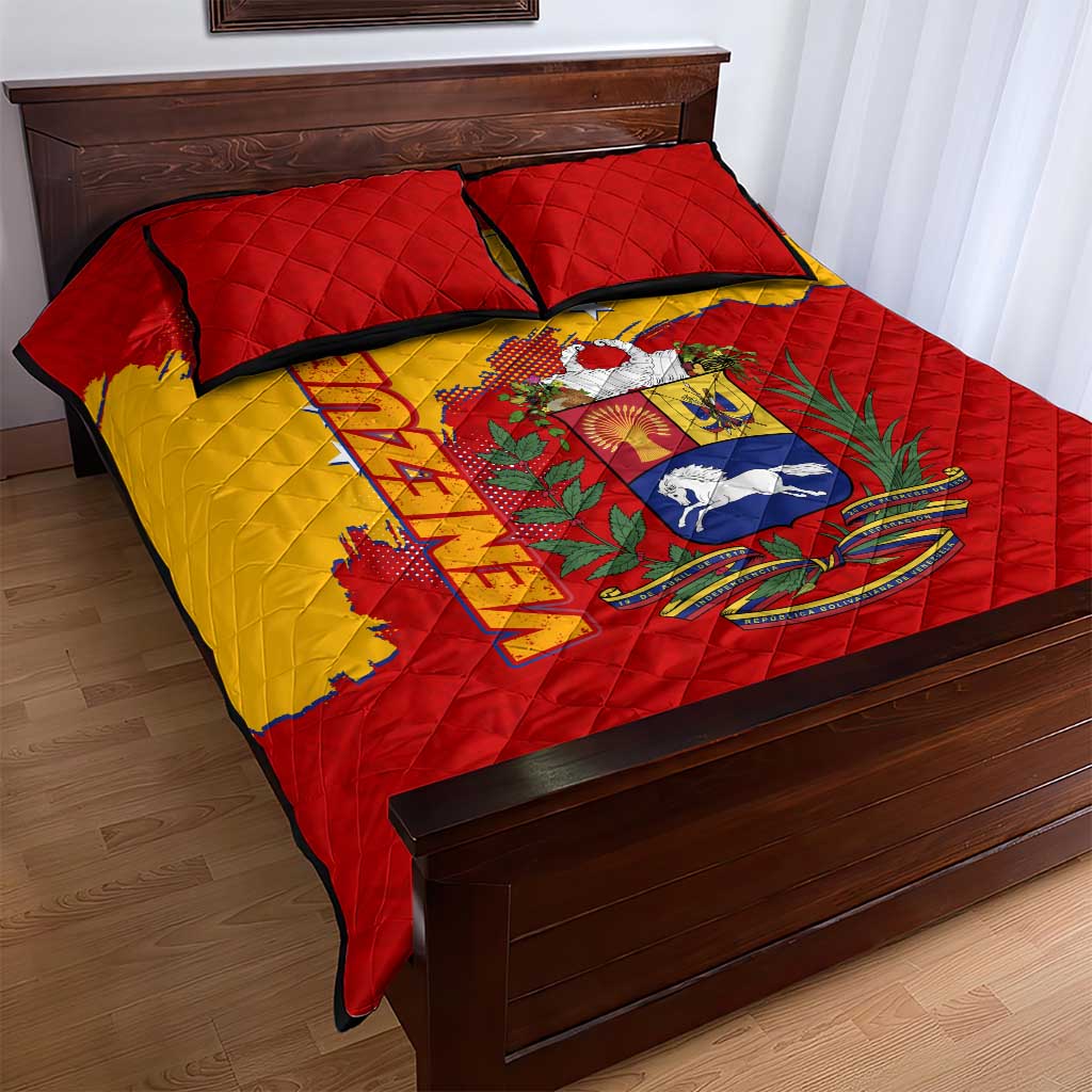 Venezuela Quilt Bed Set with National Coat of Arms Flag Map Spirit