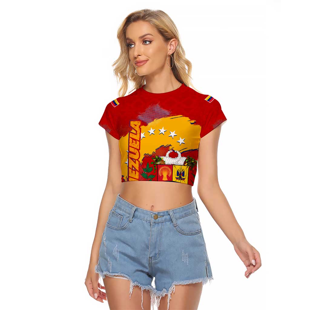 Venezuela Raglan Cropped T Shirt with National Coat of Arms Flag Map Spirit