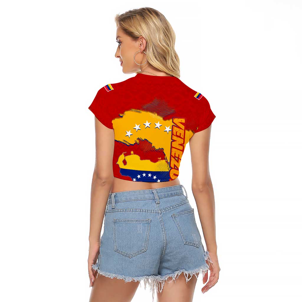 Venezuela Raglan Cropped T Shirt with National Coat of Arms Flag Map Spirit
