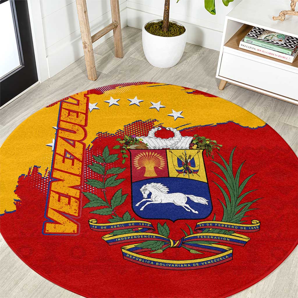Venezuela Round Carpet with National Coat of Arms Flag Map Spirit
