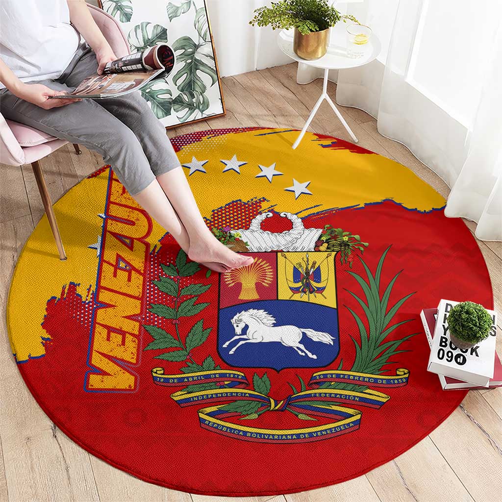 Venezuela Round Carpet with National Coat of Arms Flag Map Spirit
