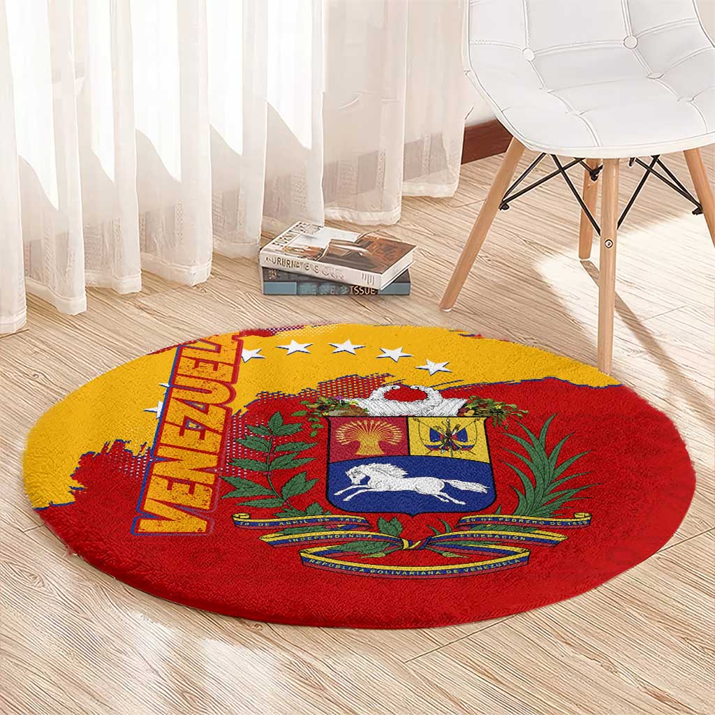 Venezuela Round Carpet with National Coat of Arms Flag Map Spirit