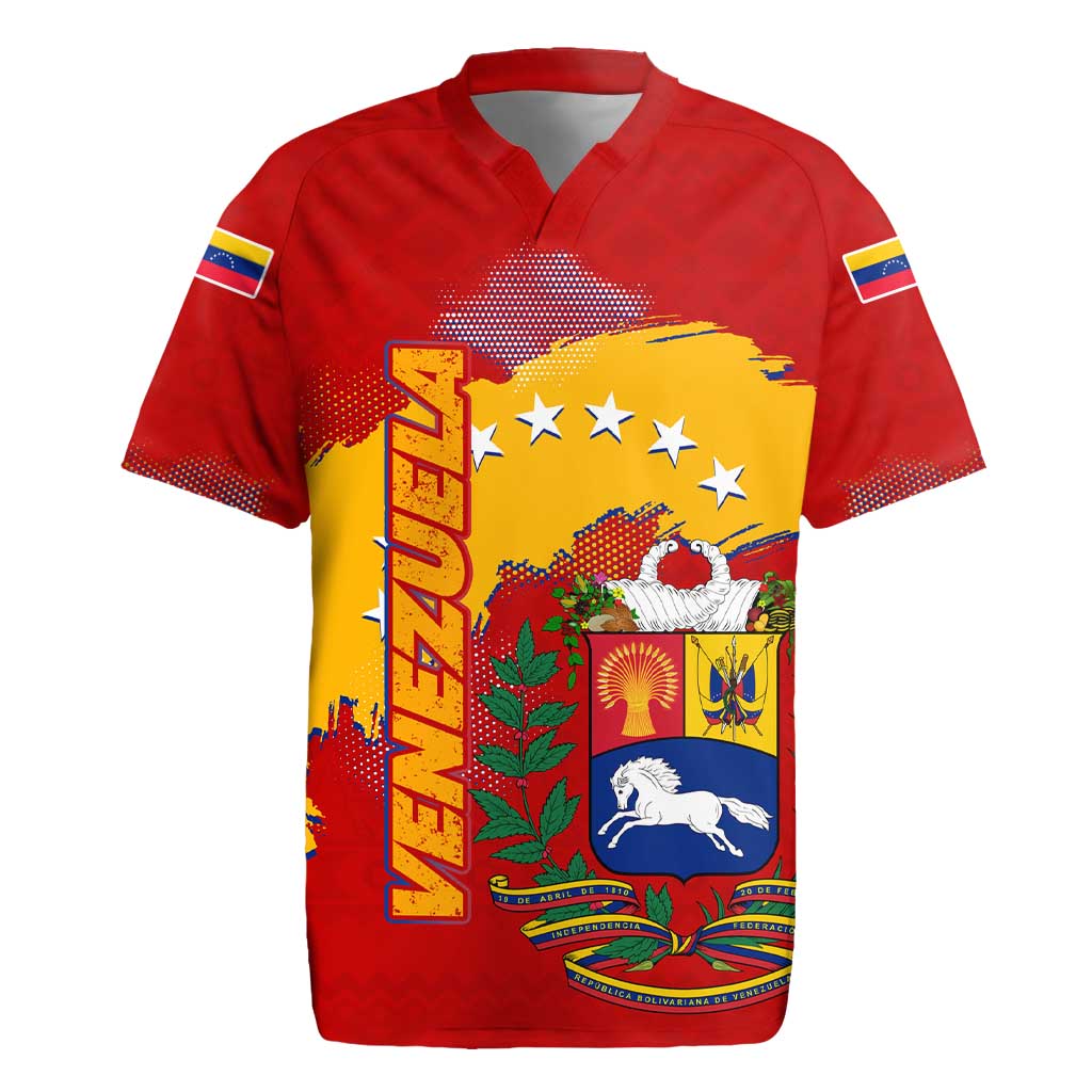 Venezuela Rugby Jersey with National Coat of Arms Flag Map Spirit