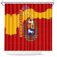 Venezuela Shower Curtain with National Coat of Arms Flag Map Spirit
