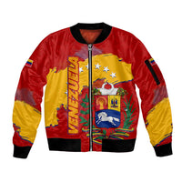 Venezuela Sleeve Zip Bomber Jacket with National Coat of Arms Flag Map Spirit