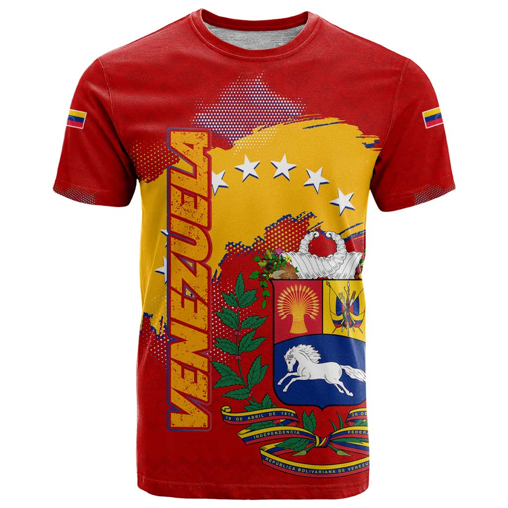 Venezuela T Shirt with National Coat of Arms Flag Map Spirit