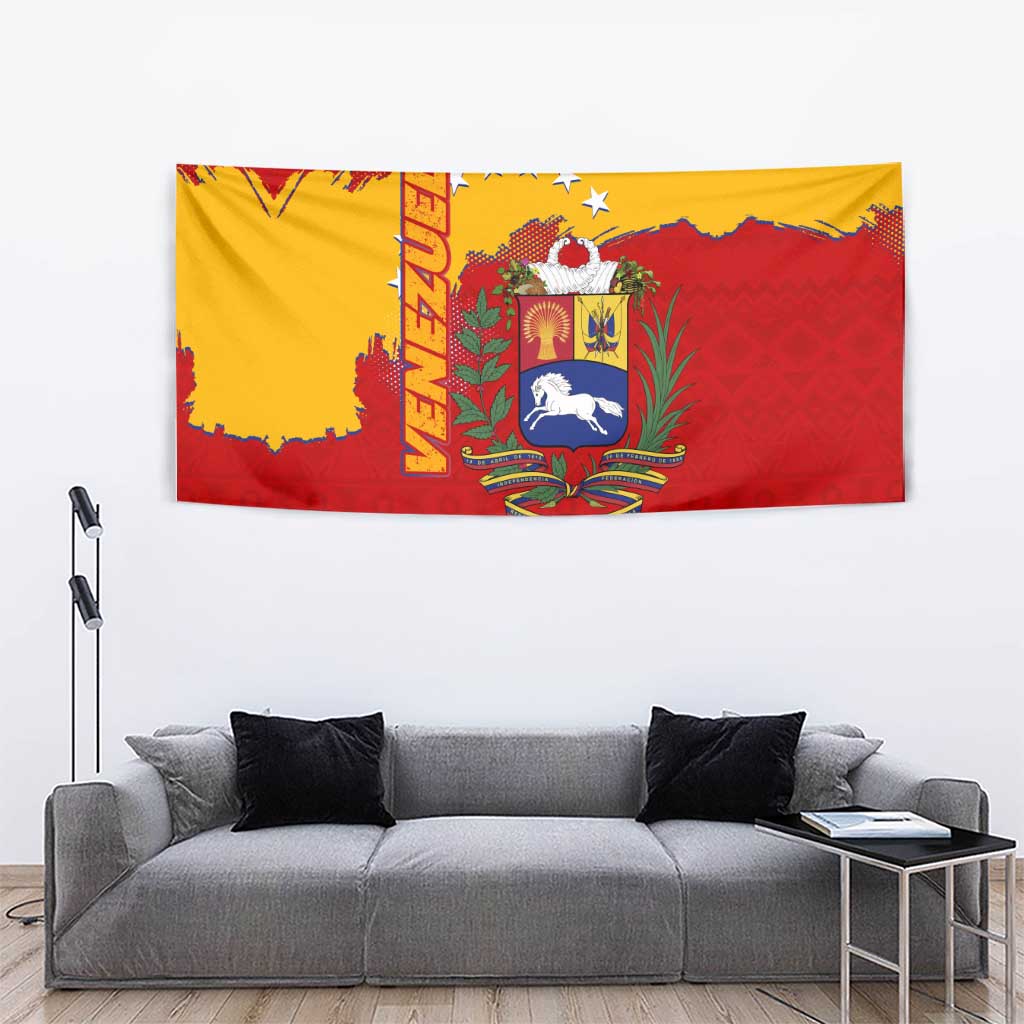 Venezuela Tapestry with National Coat of Arms Flag Map Spirit