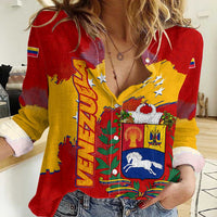 Venezuela Women Casual Shirt with National Coat of Arms Flag Map Spirit