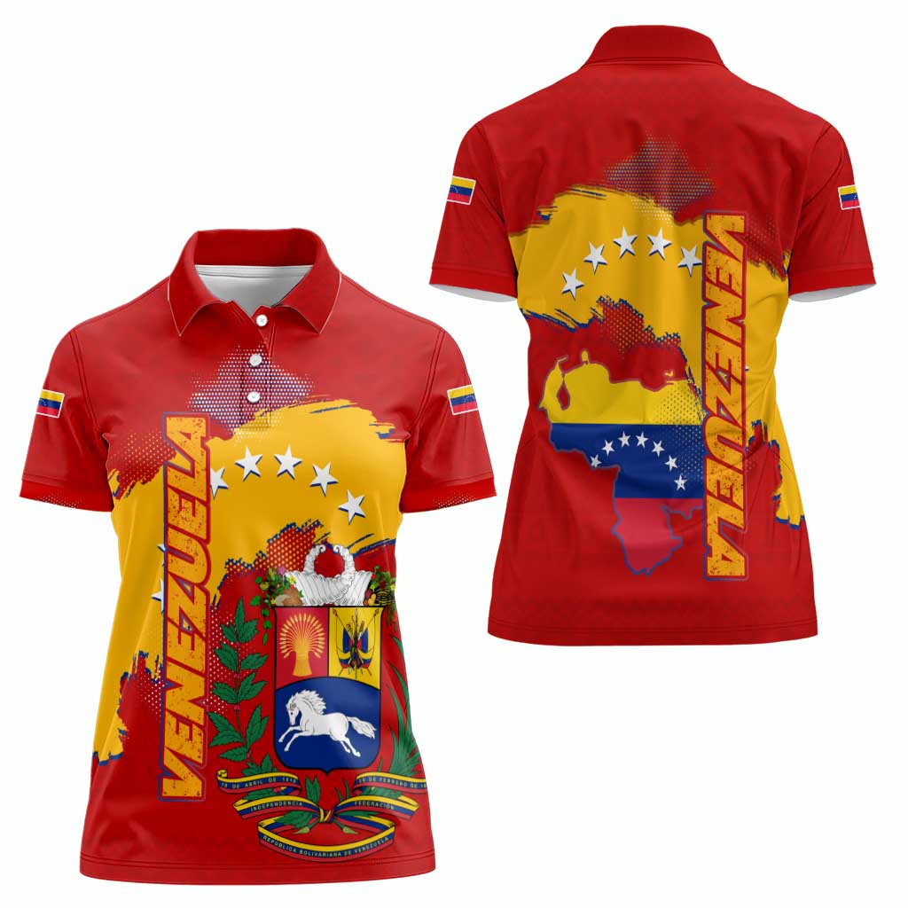 Venezuela Women Polo Shirt with National Coat of Arms Flag Map Spirit
