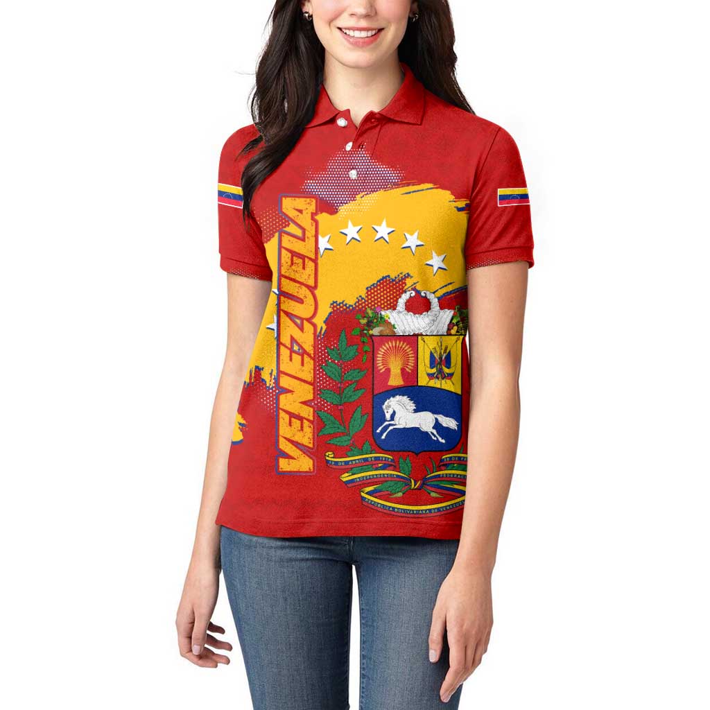Venezuela Women Polo Shirt with National Coat of Arms Flag Map Spirit