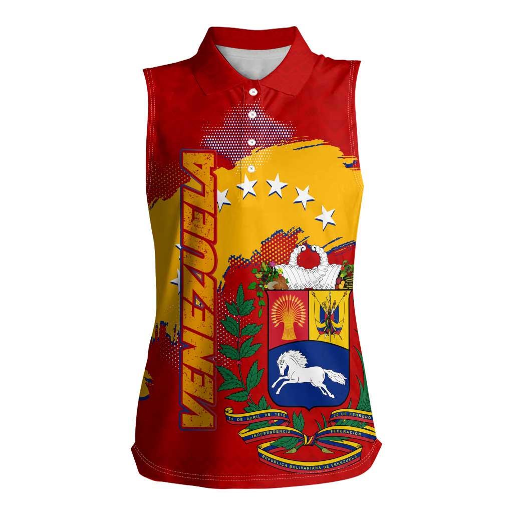 Venezuela Women Sleeveless Polo Shirt with National Coat of Arms Flag Map Spirit