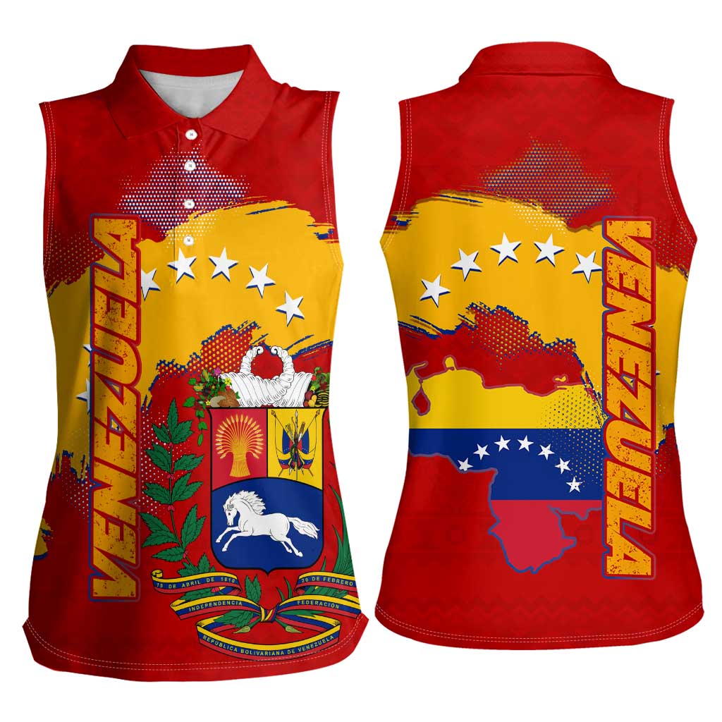 Venezuela Women Sleeveless Polo Shirt with National Coat of Arms Flag Map Spirit