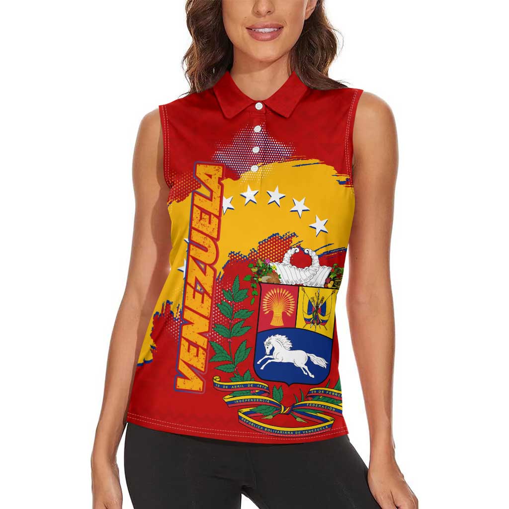 Venezuela Women Sleeveless Polo Shirt with National Coat of Arms Flag Map Spirit