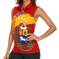 Venezuela Women Sleeveless Polo Shirt with National Coat of Arms Flag Map Spirit