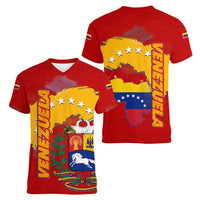 Venezuela Women V-Neck T-Shirt with National Coat of Arms Flag Map Spirit