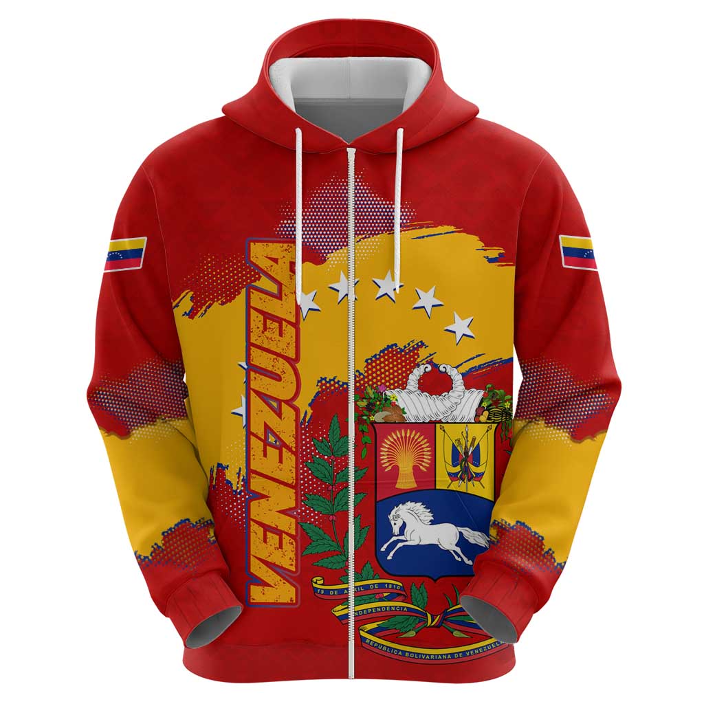 Venezuela Zip Hoodie with National Coat of Arms Flag Map Spirit