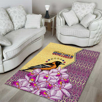 Venezuela Area Rug with National Bird Orchid Flower Coat of Arms Spirit