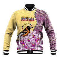 Venezuela Baseball Jacket with National Bird Orchid Flower Coat of Arms Spirit
