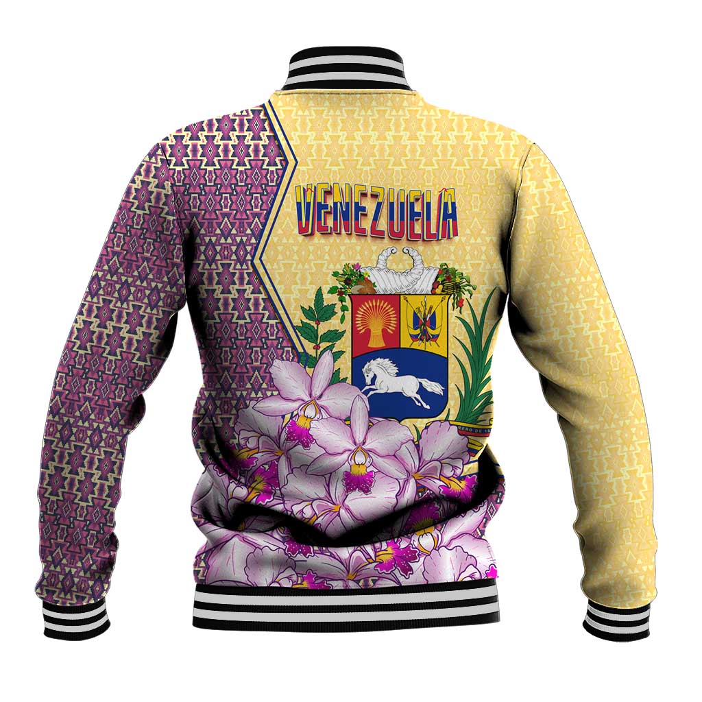 Venezuela Baseball Jacket with National Bird Orchid Flower Coat of Arms Spirit