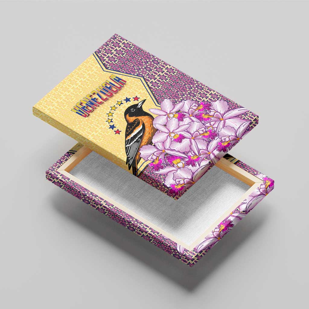 Venezuela Canvas Wall Art with National Bird Orchid Flower Coat of Arms Spirit