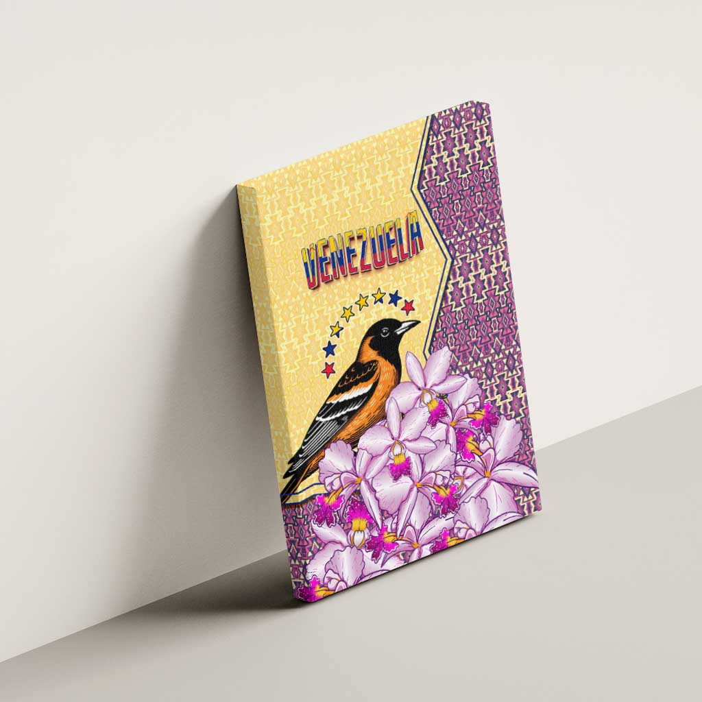 Venezuela Canvas Wall Art with National Bird Orchid Flower Coat of Arms Spirit