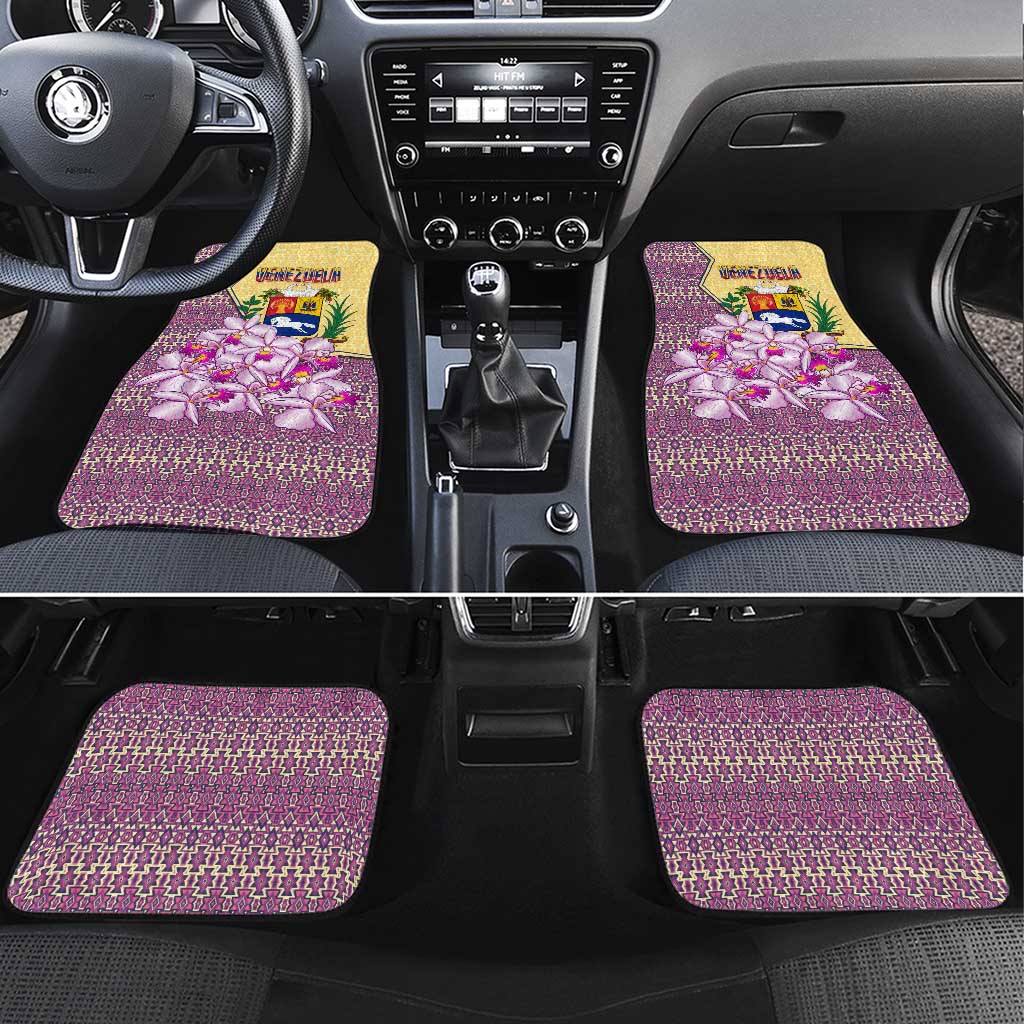Venezuela Car Mats with National Bird Orchid Flower Coat of Arms Spirit