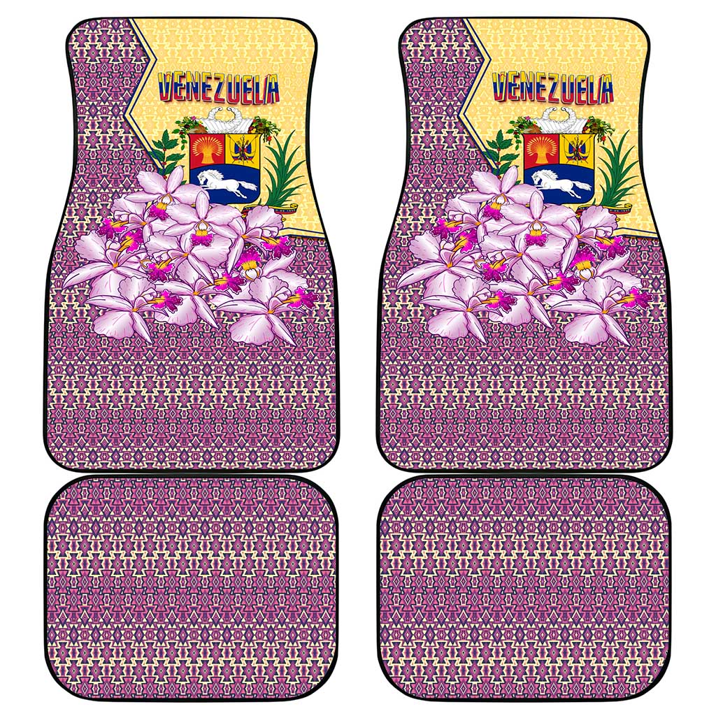 Venezuela Car Mats with National Bird Orchid Flower Coat of Arms Spirit