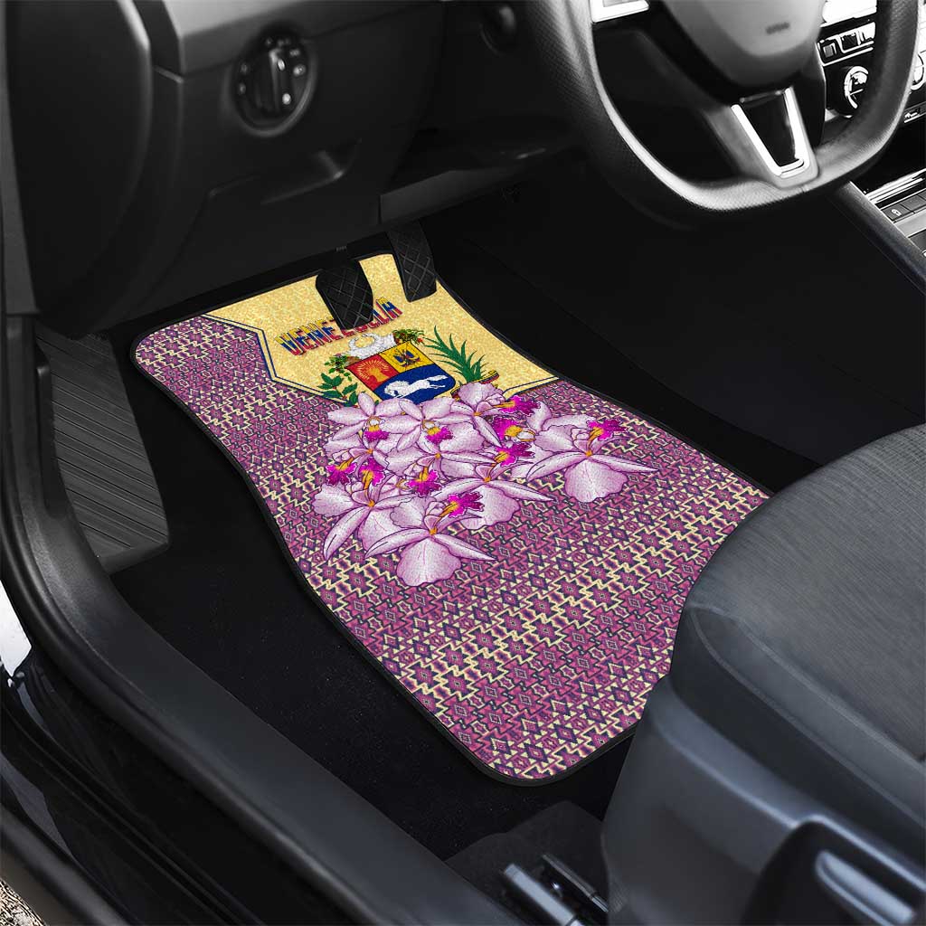 Venezuela Car Mats with National Bird Orchid Flower Coat of Arms Spirit