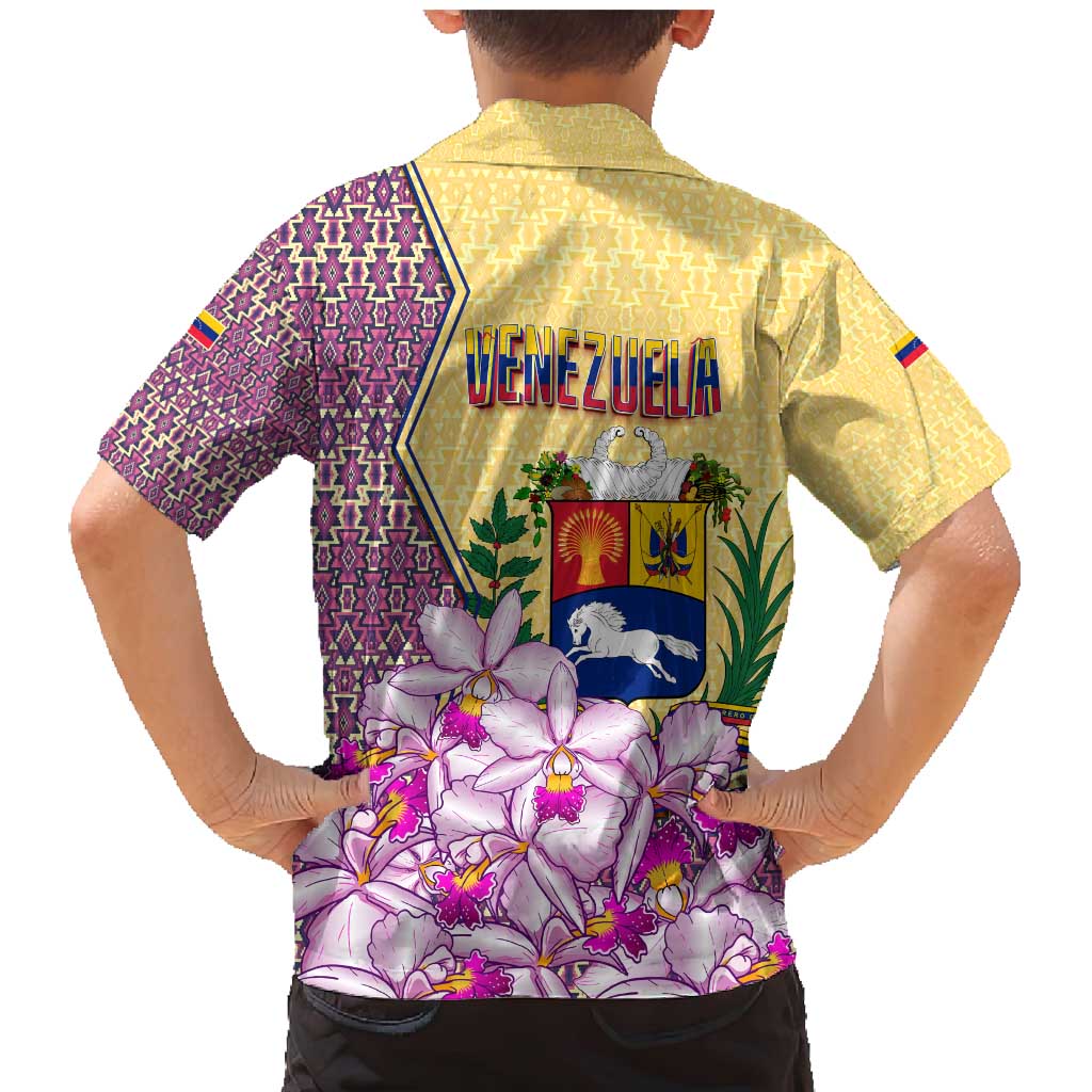 Venezuela Family Matching Mermaid Dress and Hawaiian Shirt with National Bird Orchid Flower Coat of Arms Spirit