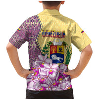 Venezuela Family Matching Mermaid Dress and Hawaiian Shirt with National Bird Orchid Flower Coat of Arms Spirit