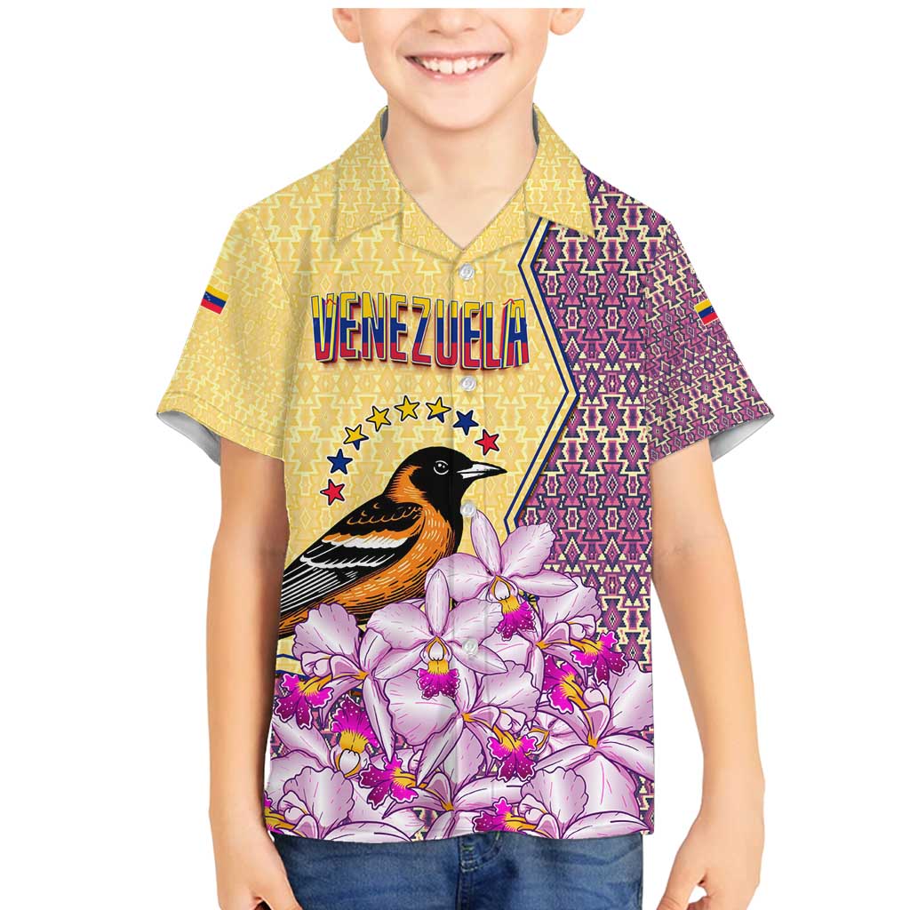 Venezuela Family Matching Mermaid Dress and Hawaiian Shirt with National Bird Orchid Flower Coat of Arms Spirit