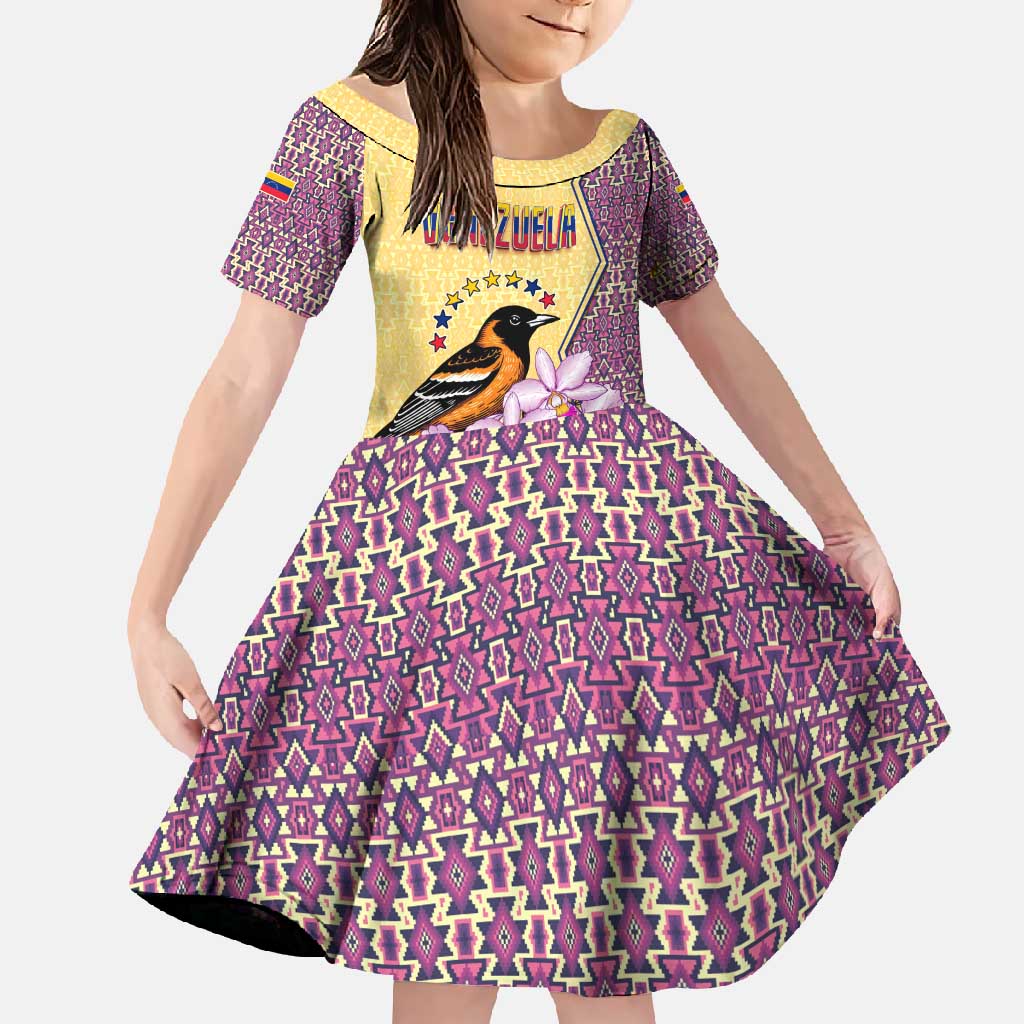 Venezuela Family Matching Off Shoulder Maxi Dress and Hawaiian Shirt with National Bird Orchid Flower Coat of Arms Spirit