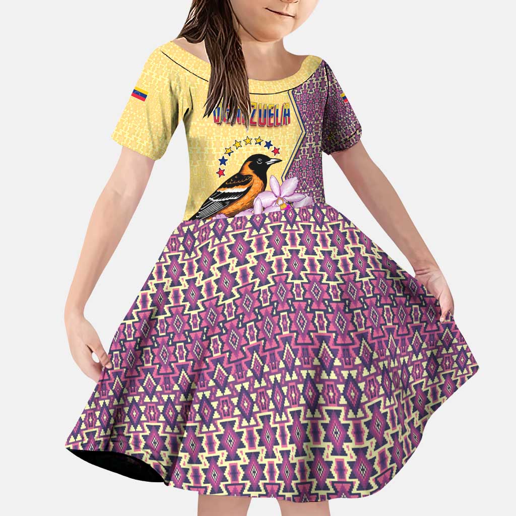 Venezuela Family Matching Puletasi and Hawaiian Shirt with National Bird Orchid Flower Coat of Arms Spirit