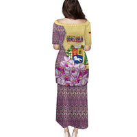 Venezuela Family Matching Puletasi and Hawaiian Shirt with National Bird Orchid Flower Coat of Arms Spirit