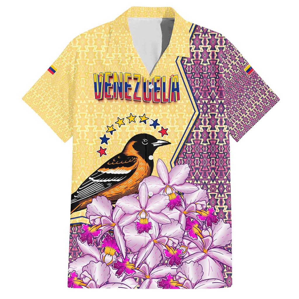 Venezuela Family Matching Summer Maxi Dress and Hawaiian Shirt with National Bird Orchid Flower Coat of Arms Spirit