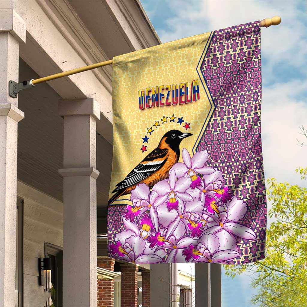 Venezuela Garden Flag with National Bird Orchid Flower Coat of Arms Spirit