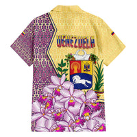 Venezuela Hawaiian Shirt with National Bird Orchid Flower Coat of Arms Spirit