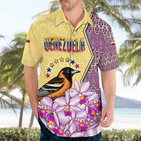 Venezuela Hawaiian Shirt with National Bird Orchid Flower Coat of Arms Spirit