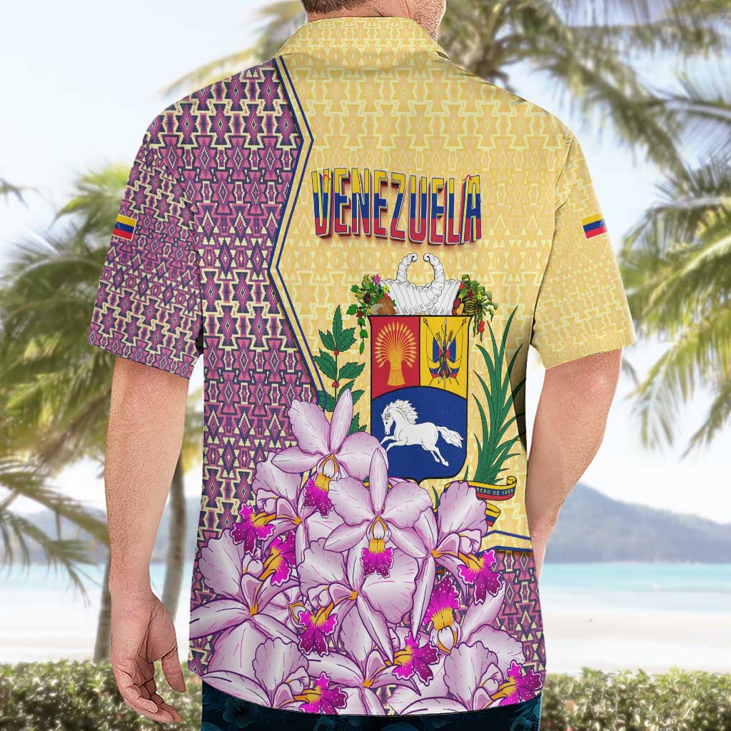 Venezuela Hawaiian Shirt with National Bird Orchid Flower Coat of Arms Spirit