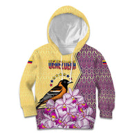 Venezuela Kid Hoodie with National Bird Orchid Flower Coat of Arms Spirit